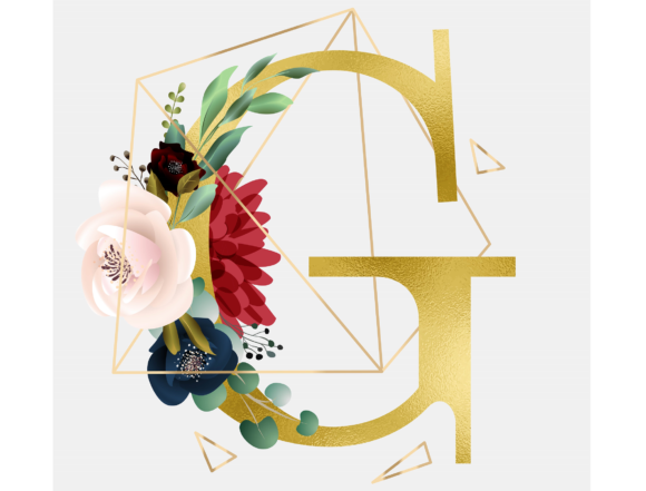 Alphabet G Floral Wreath Golden Foil: A Luxe Graphic Template for Brand Elegance
