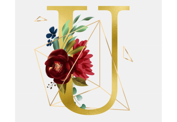 Alphabet U Floral Wreath Golden Foil – A Versatile Graphic Template for Crafters & Handmade Sellers