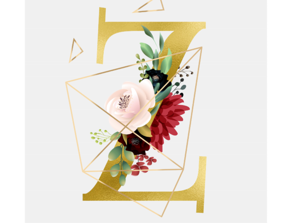 Alphabet Z Floral Wreath Golden Foil: A Luxurious Design Template for Elegant Branding