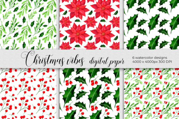 Christmas Digital Papers: Winter Plants Review for Real Embroidery Projects
