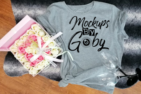 Gray T-Shirt Mock Ups with Flower Box Image for Content Publishers