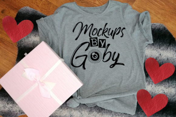 Grey T-shirt Mockups, Valentine Hearts – Perfect for Cozy Craft Collections