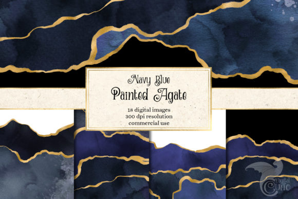 Navy Blue Painted Agate Textures for Blog & Editorial Design