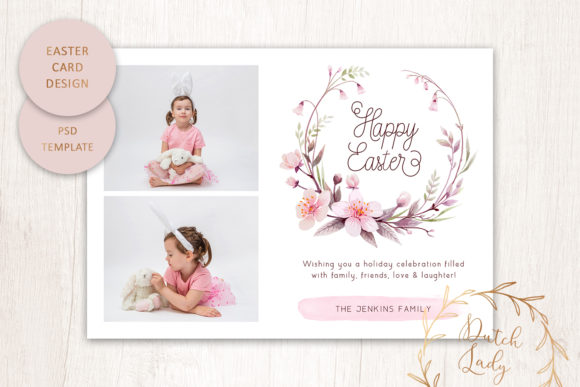 PSD Easter Photo Card Template 2 Print Templates