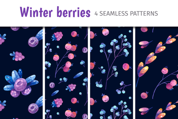 Seamless Patterns with Winter Berry for Festive Branding and Seasonal Packaging
