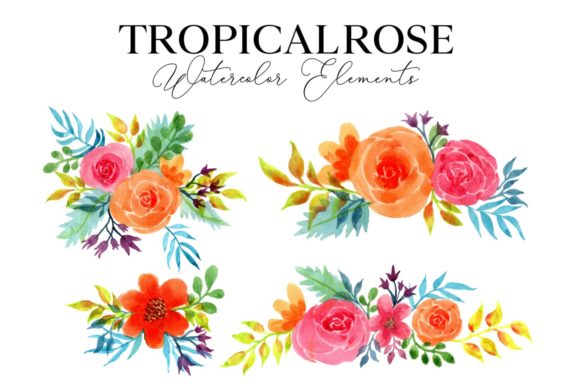 Tropical Rose Floral Element: Web Elements for Crafters