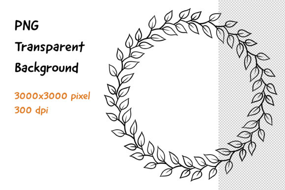 Wreath Frame Black and White -13: A Decorative Element for Sophisticated Branding and Print Projects